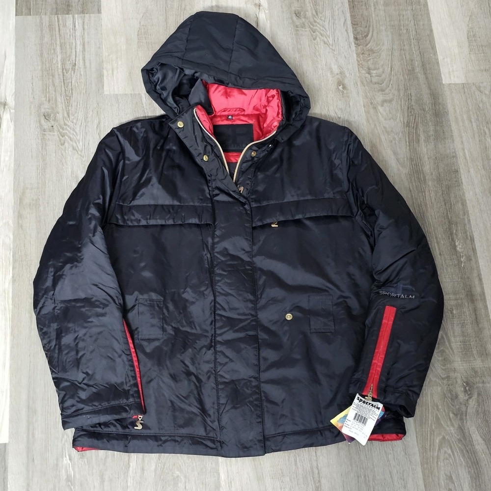 Sportalm Black Red Ski Jacket With Hood Womens Size 40 Eu